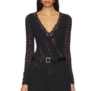 New FREE PEOPLE This Could Be Us Top Long Sleeve Top  / Black 257 2M1